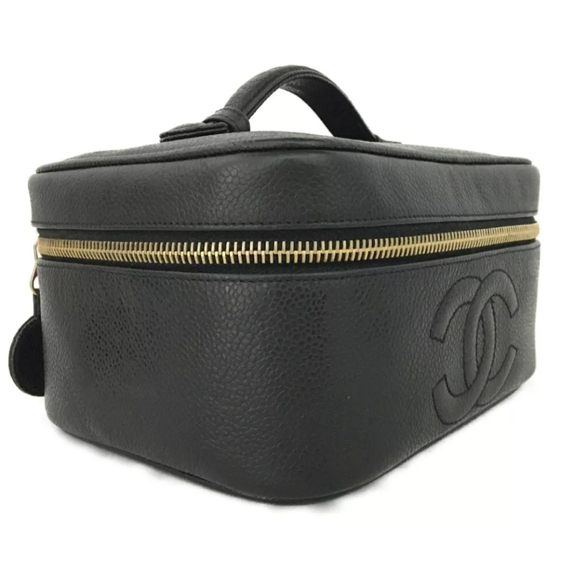 CHANEL CC Logo Grained Calfskin Cosmetics Vanity Hand Bag - Picture 3 of 12